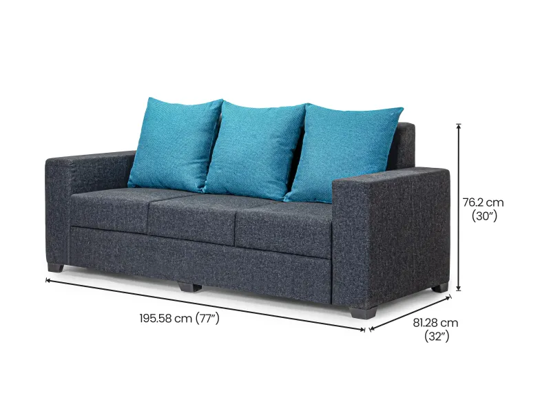 Hugo Upholstered 3 Seater Sofa in Livid Color